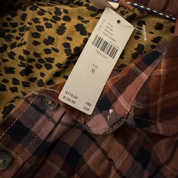 ANTHRO plaid flannel shirt by Pilcro rust brown black & lavender NEW NWT - Picture 4 of 4